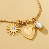 Celestial Heart and Starburst Charm Necklace