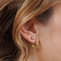 Petite Flower Hoop Earrings - 18k Gold Plated