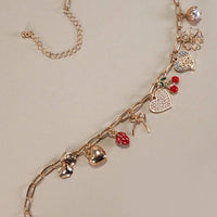 MULTI CHARM BOW CHERRY HEART NECKLACE
