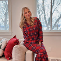 River Plaid Button Up: Haute Red