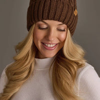 Brown Cable Knit Design Beanie