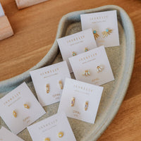 Opal Crown Stud - White - Gold Earrings