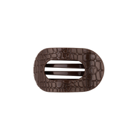 Brown Crocodile Small Flat Round Hair Clip