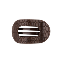 Brown Crocodile Medium Flat Round Hair Clip