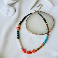 Ancient Greek Coin + Colorful Beads Necklace