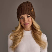 Brown Cable Knit Design Beanie