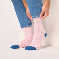 Combed cotton square socks - Pink