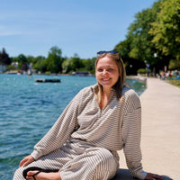 Striped Towel Half Zip Pullover