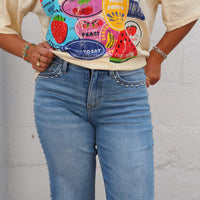 Studded Ankle Slim Wide Jean