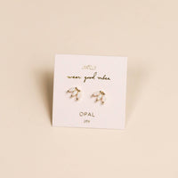 Opal Crown Stud - White - Gold Earrings