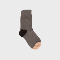 Plain combed cotton socks - Heather brown