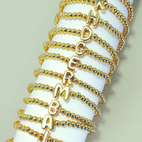 INITIAL MONOGRAM BUBBLE STRETCH BEAD BRACELET