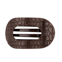 Brown Crocodile Large Flat Round Hair Clip