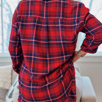 River Plaid Button Up: Haute Red
