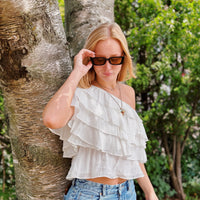 Tiered Ruffle One Shoulder Top