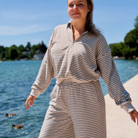 Striped Towel Half Zip Pullover