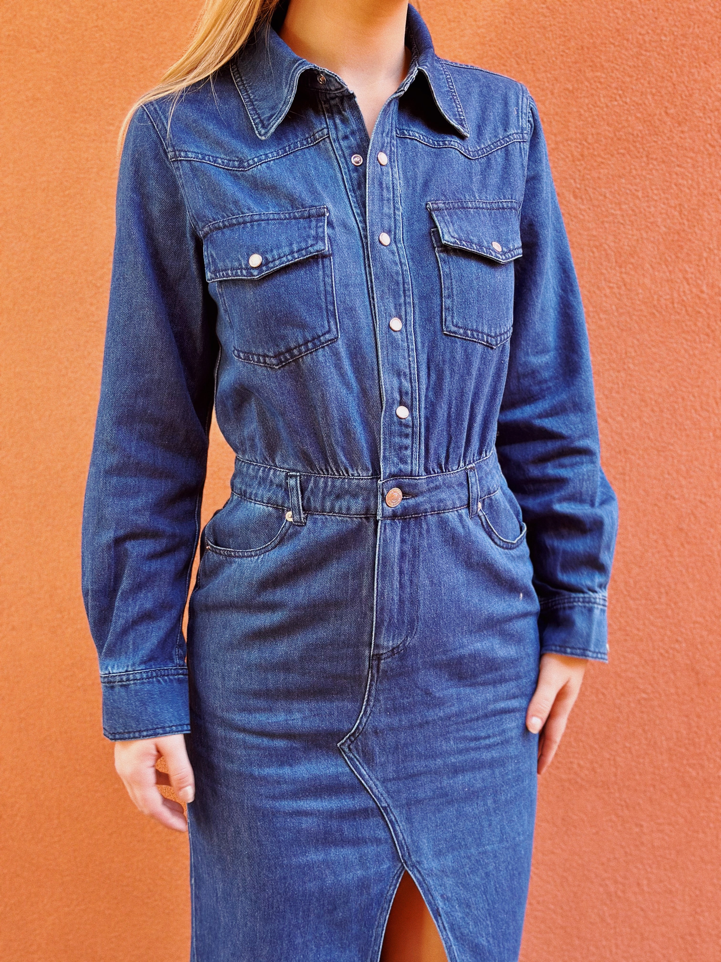 en saison dakota denim dress ALLSAINTS Dakota Denim Dress
