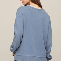 Cam Knit Denim Whipstitch Top