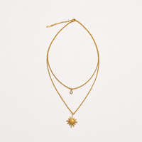 18K STAINLESS STEEL TARNISH FREE LAYERED NECKLACE: STARBURST