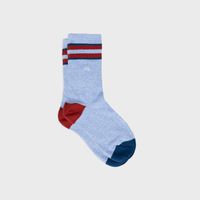 Retro combed cotton socks - Light blue, red striped
