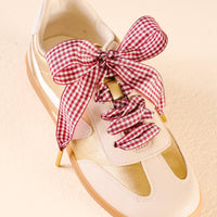 Step It Up Shoelaces: Gingham Burgundy
