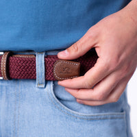 Elastic braided belt — Wine Red