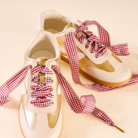 Step It Up Shoelaces: Gingham Burgundy