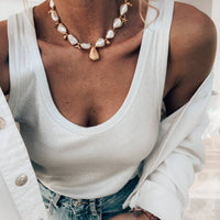 Shell Pearl + Scallop Necklace