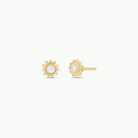 Sun Stud - White Opal - Gold Earrings