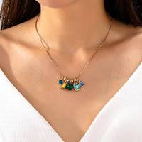 Multicolor Crystal Cluster Charm Pendant Necklace