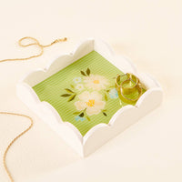Scallop Trinket Tray: Dainty Floral Green