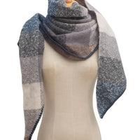 Plaid Multi Color Fleece Triangle Scarf