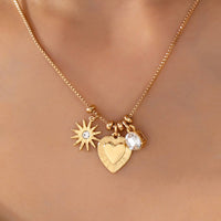 Celestial Heart and Starburst Charm Necklace