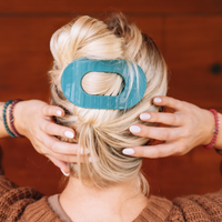 Teal With It Large Flat Round Hair Clip