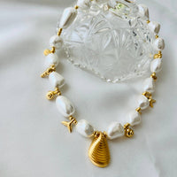 Shell Pearl + Scallop Necklace