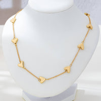 Puffed Heart Station Necklace