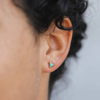 Mini Energy Gem - Turquoise - Gold Earrings