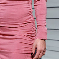 pink ribbed long sleeve dress