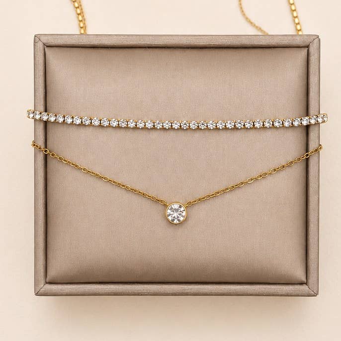18K STAINLESS STEEL TARNISH FREE LAYERED NECKLACE