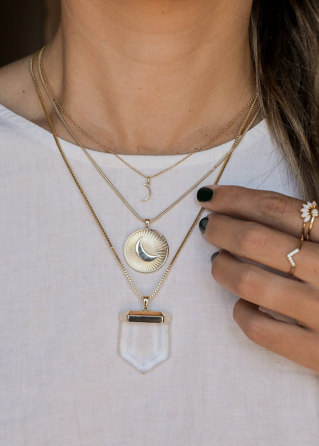 Tiny Crescent Moon Gold Necklace