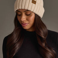 Cream Cable Knit Design Beanie