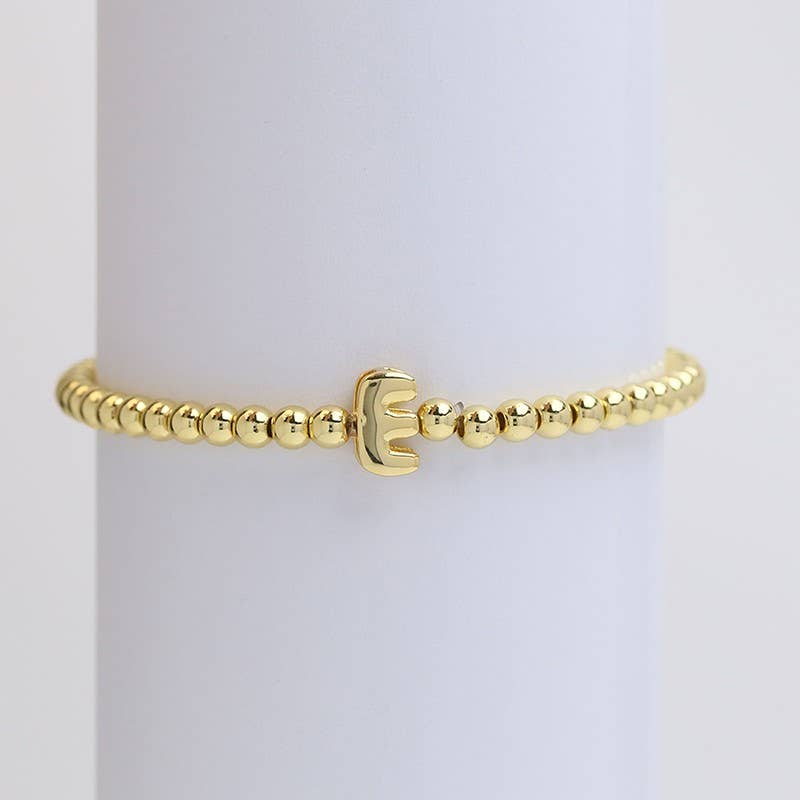 INITIAL MONOGRAM BUBBLE STRETCH BEAD BRACELET