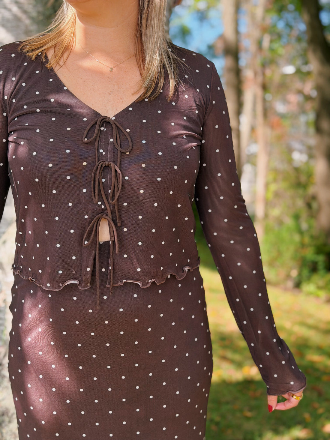 Amara Polka Dot Mesh Top