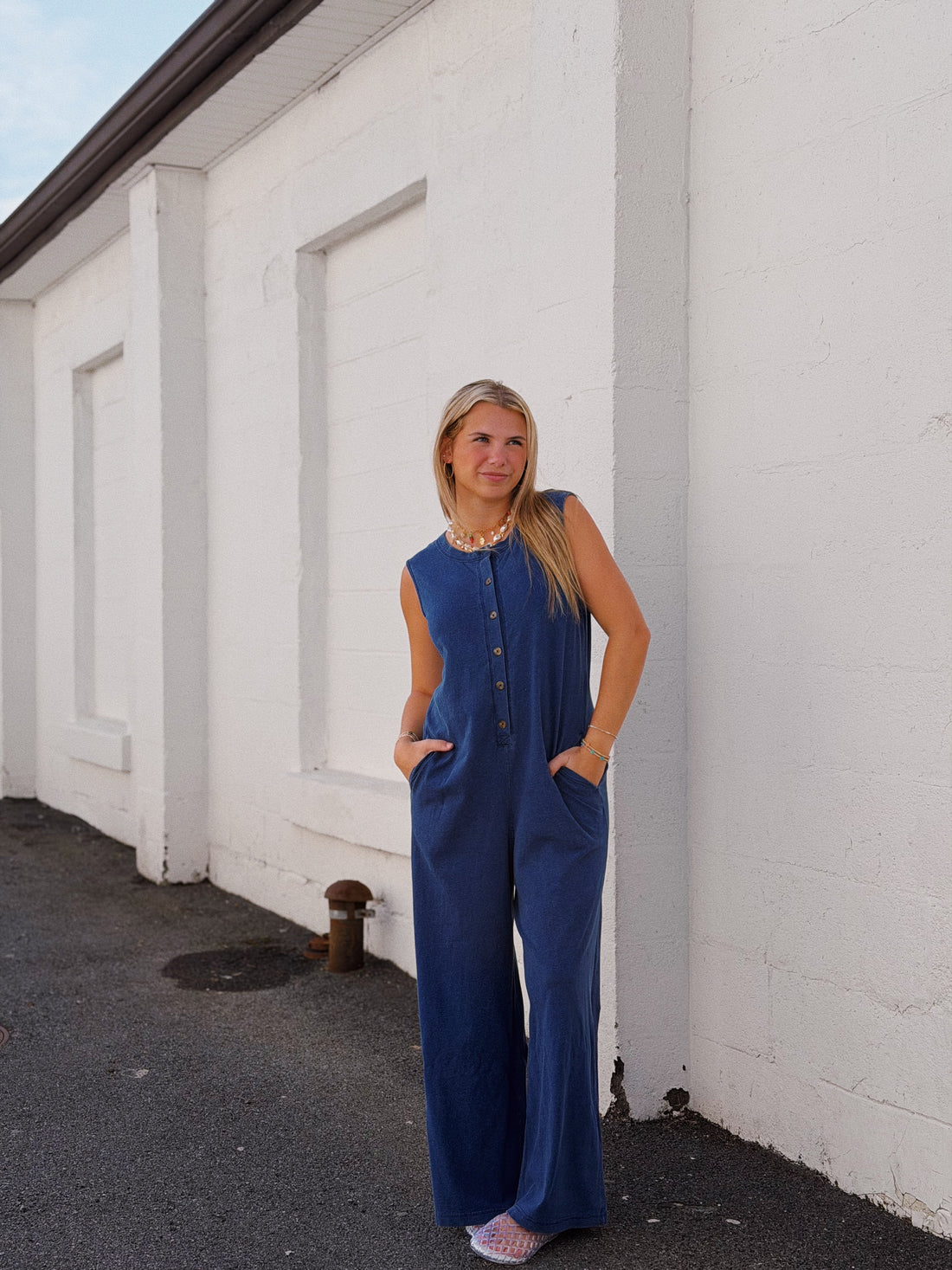 Fiona Jersey Denim Jumpsuit