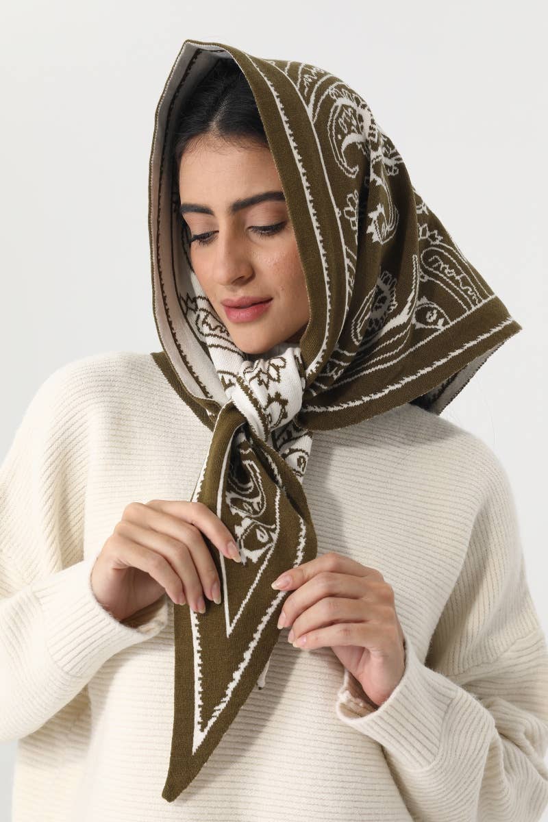 Paisley Knit Triangle Scarf