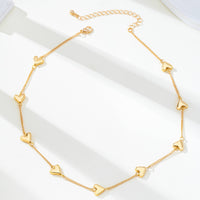 Puffed Heart Station Necklace