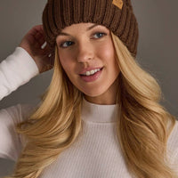 Brown Cable Knit Design Beanie