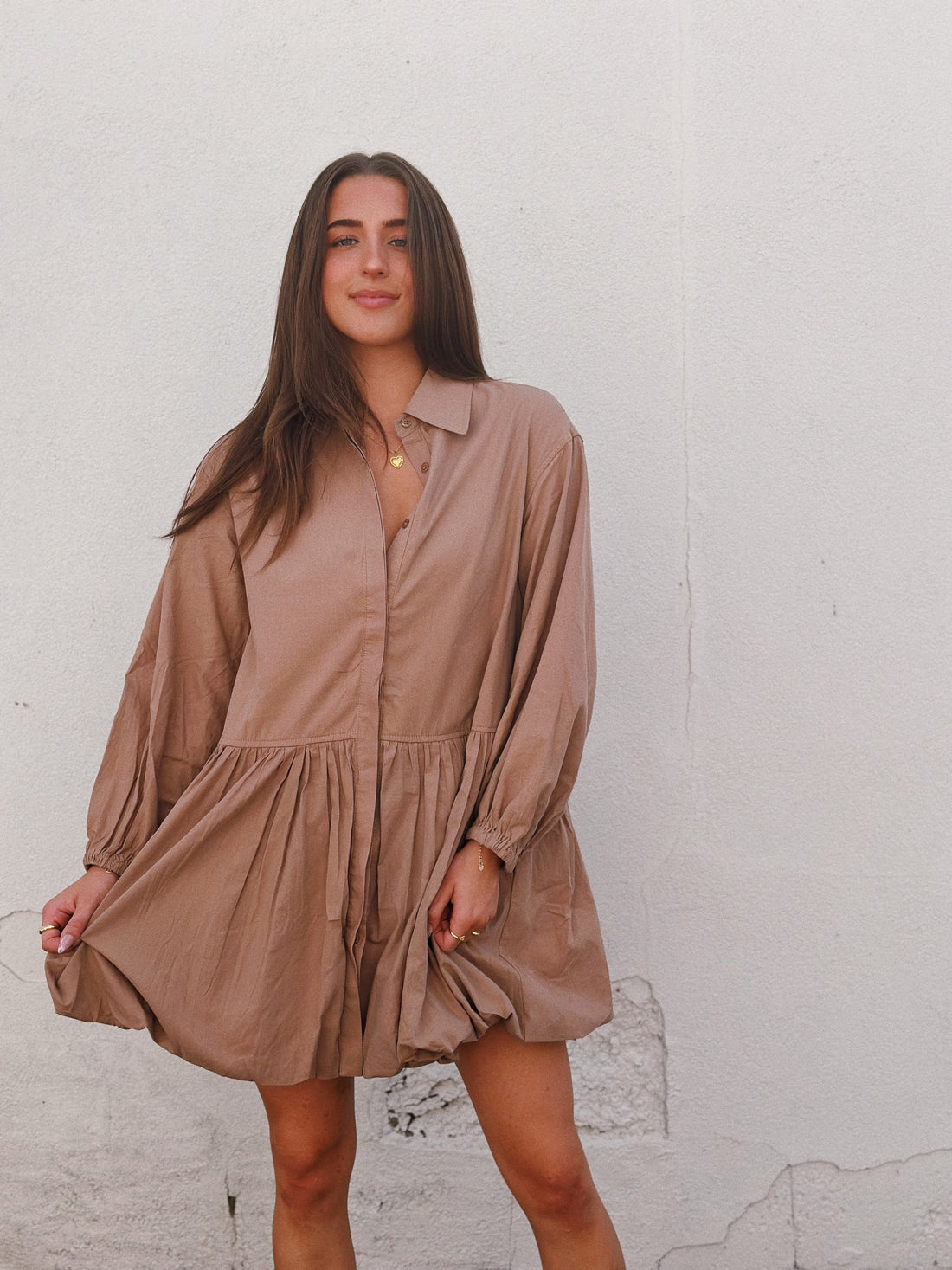 Bubble Hem Shirt Dress Bubble Hem Shirt Dress