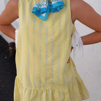Side Tie Gingham Flounce Dress