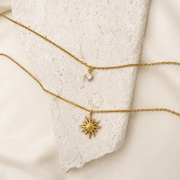 18K STAINLESS STEEL TARNISH FREE LAYERED NECKLACE: STARBURST